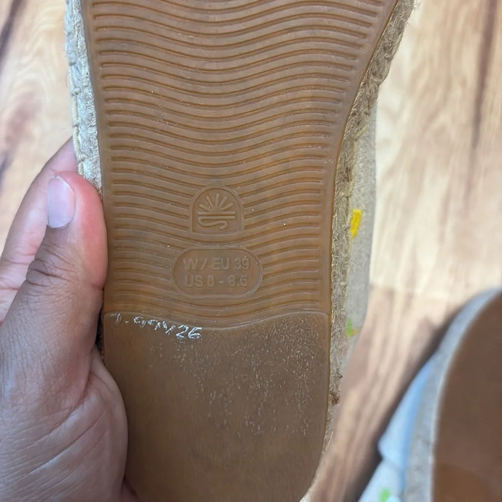 Soludos Espadrilles Women Size 8 EU 39 Original Natural Italy Resort Embroidered
